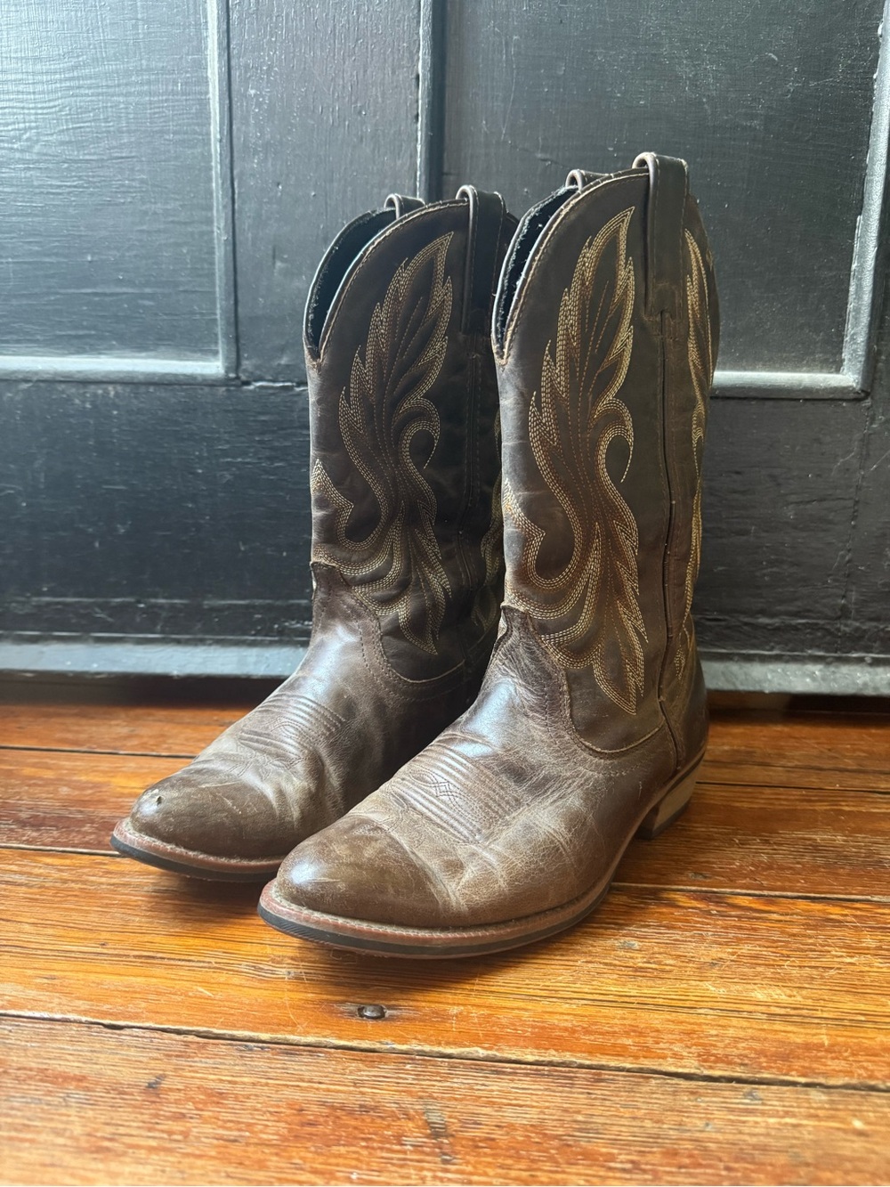Laredo Dark Brown Western Embroidered Cowboy Boots